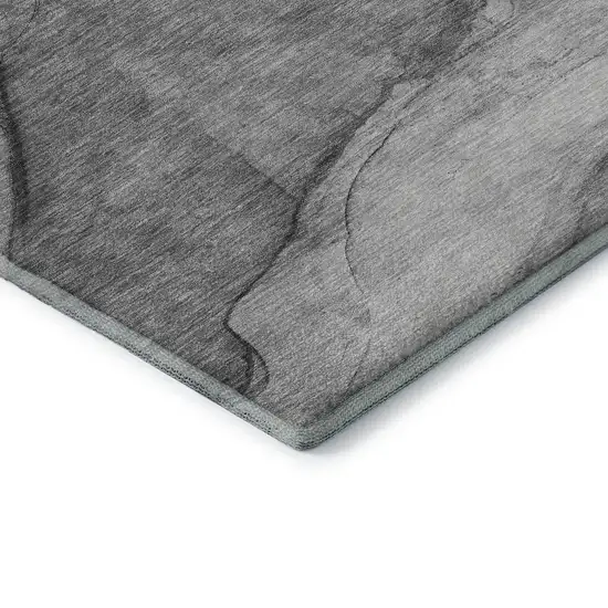 Gray And Ivory Abstract Washable Area Rug With UV Protection Photo 7