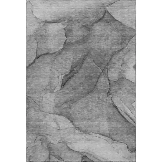 Gray And Ivory Abstract Washable Area Rug With UV Protection Photo 3