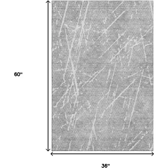 Gray And Ivory Abstract Washable Area Rug With UV Protection Photo 6