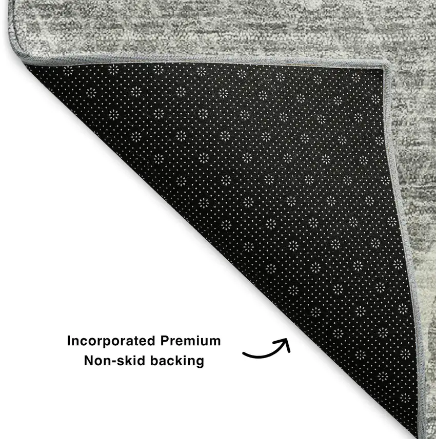 Gray And Ivory Abstract Washable Area Rug With UV Protection Photo 7