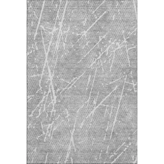 Gray And Ivory Abstract Washable Area Rug With UV Protection Photo 1