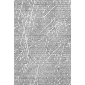 Photo of Gray And Ivory Abstract Washable Area Rug With UV Protection