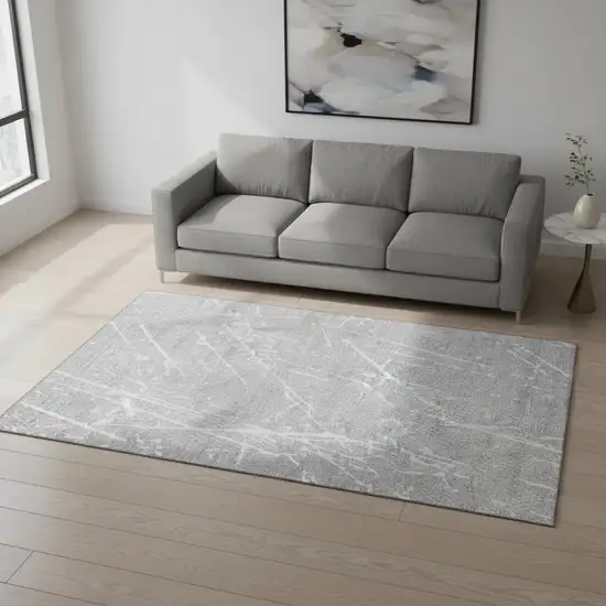 Gray And Ivory Abstract Washable Area Rug With UV Protection Photo 2