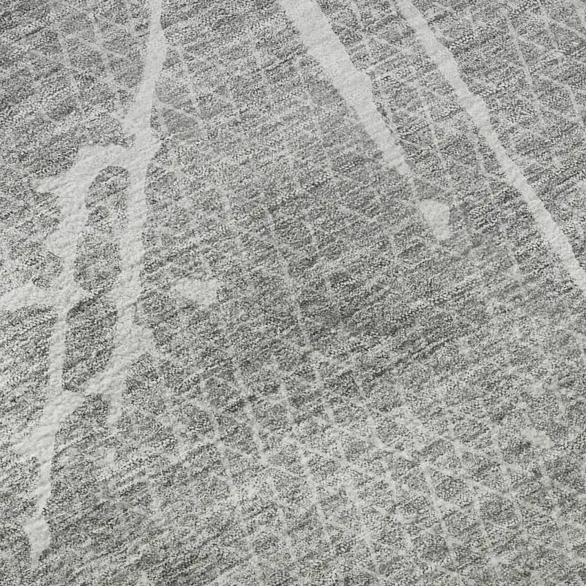 Gray And Ivory Abstract Washable Area Rug With UV Protection Photo 9
