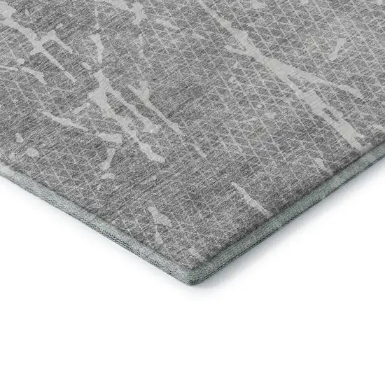 Gray And Ivory Abstract Washable Area Rug With UV Protection Photo 9