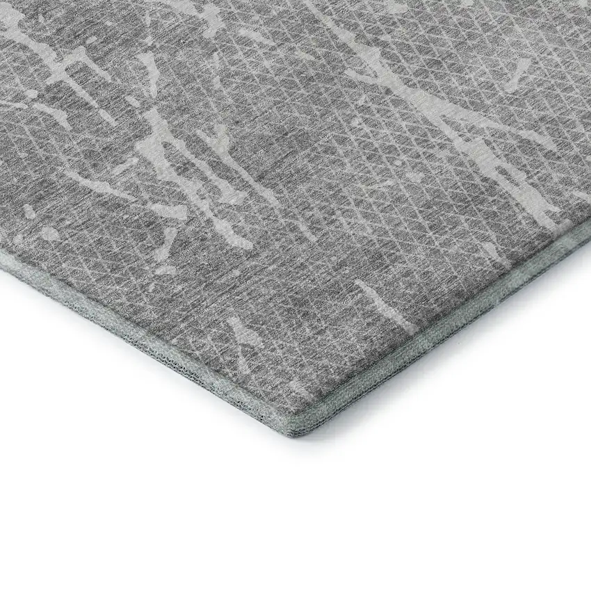 Gray And Ivory Abstract Washable Area Rug With UV Protection Photo 9
