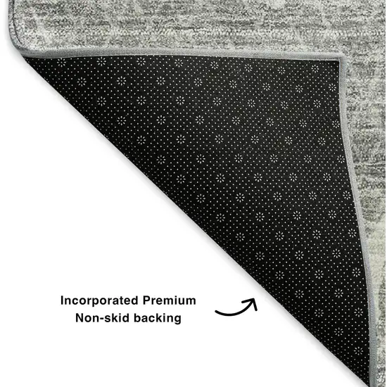 Gray And Ivory Abstract Washable Area Rug With UV Protection Photo 8