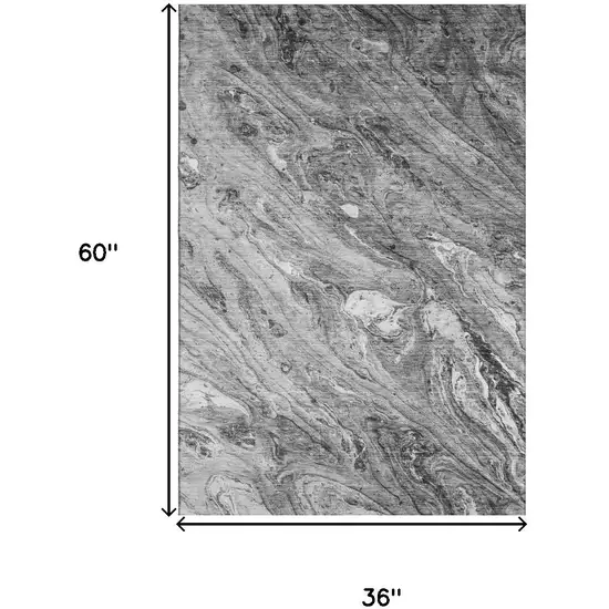 Gray And Ivory Abstract Washable Area Rug With UV Protection Photo 7