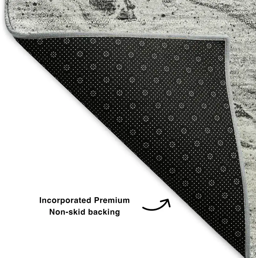 Gray And Ivory Abstract Washable Area Rug With UV Protection Photo 9