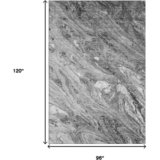 Gray And Ivory Abstract Washable Area Rug With UV Protection Photo 7