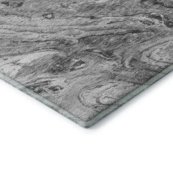 Gray And Ivory Abstract Washable Area Rug With UV Protection Photo 9
