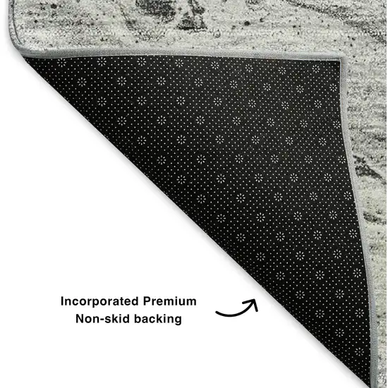 Gray And Ivory Abstract Washable Area Rug With UV Protection Photo 8