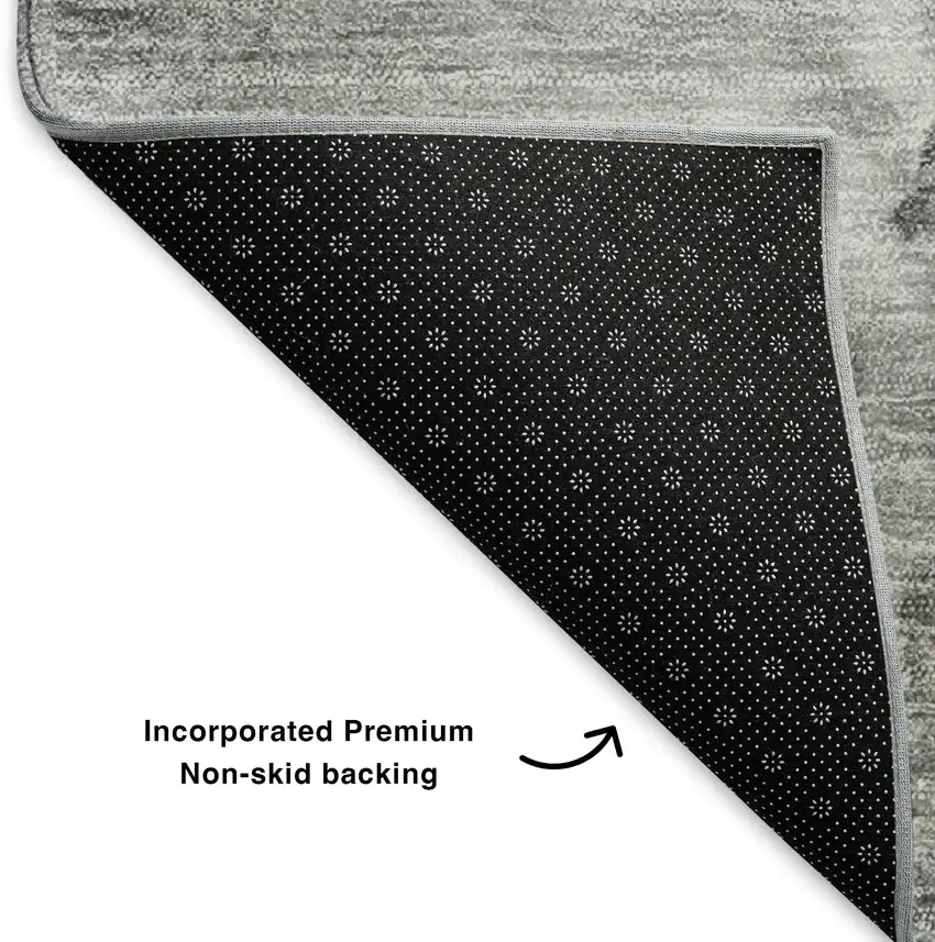 Gray And Ivory Abstract Washable Area Rug With UV Protection Photo 8