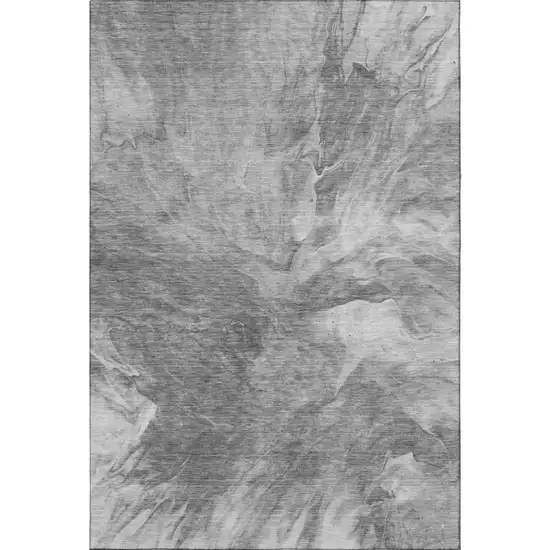 Gray And Ivory Abstract Washable Area Rug With UV Protection Photo 4