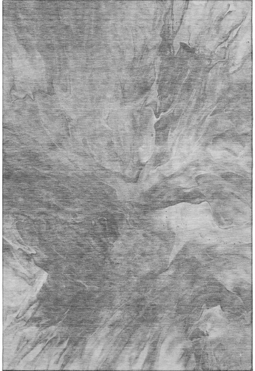 Gray And Ivory Abstract Washable Area Rug With UV Protection Photo 4