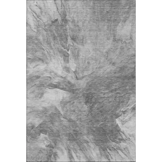 Gray And Ivory Abstract Washable Area Rug With UV Protection Photo 1