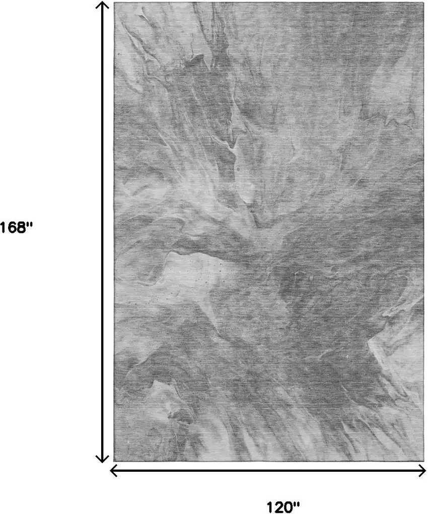 Gray And Ivory Abstract Washable Area Rug With UV Protection Photo 3