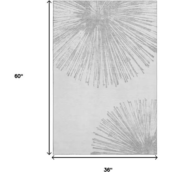 Gray And Ivory Abstract Washable Area Rug With UV Protection Photo 7