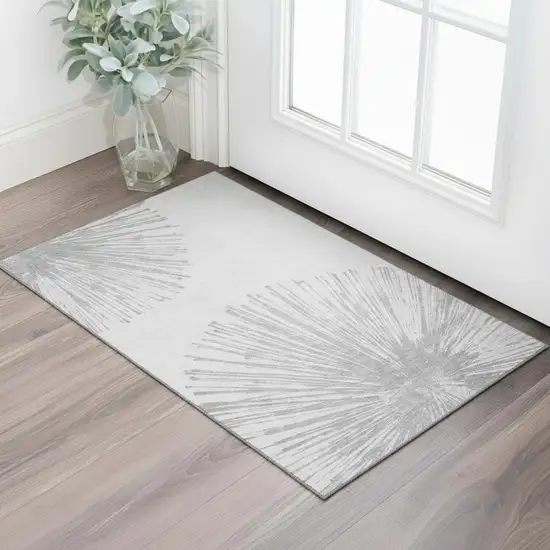 Gray And Ivory Abstract Washable Area Rug With UV Protection Photo 1