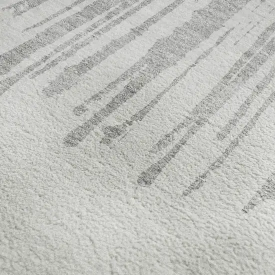 Gray And Ivory Abstract Washable Area Rug With UV Protection Photo 8