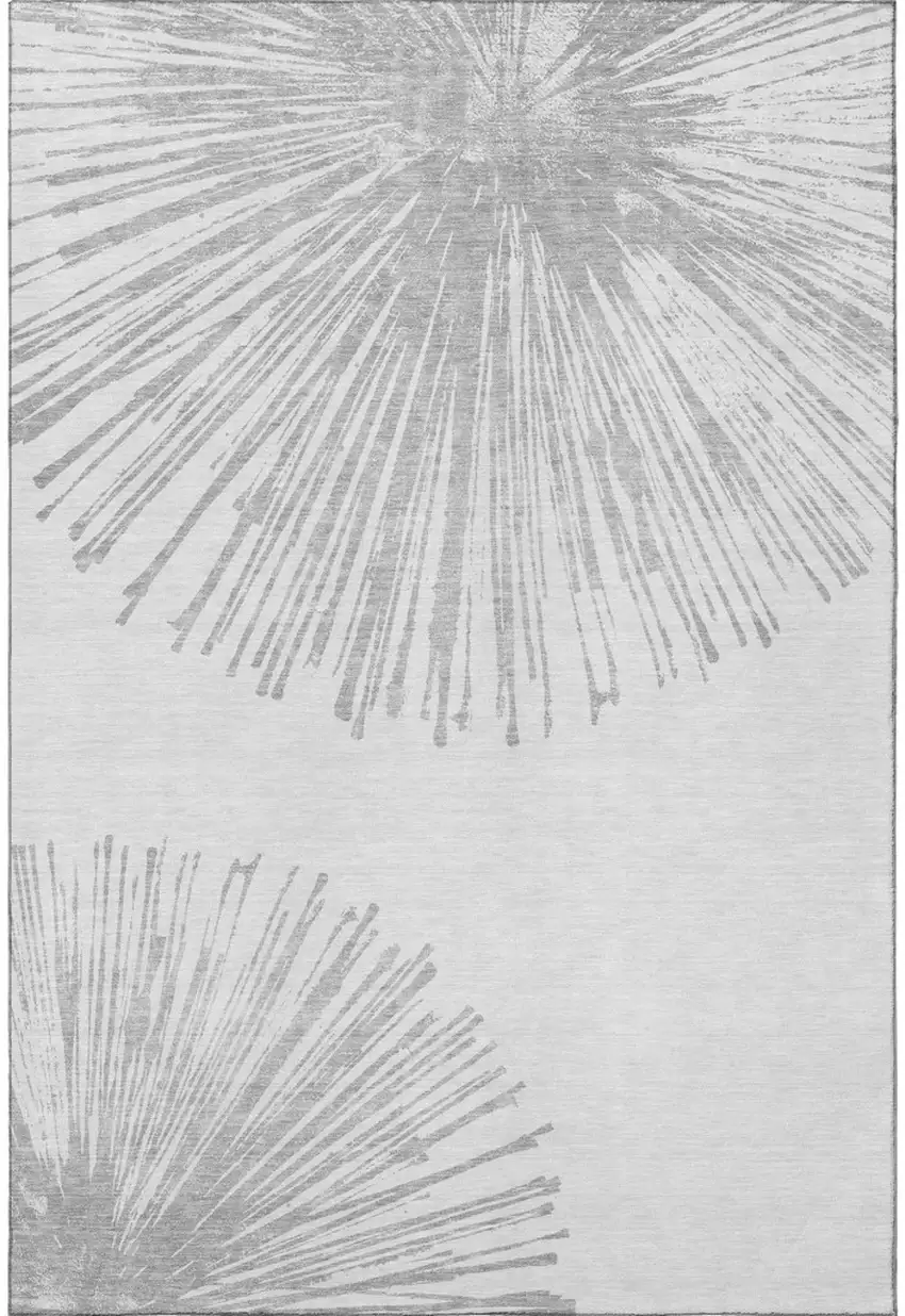 Gray And Ivory Abstract Washable Area Rug With UV Protection Photo 5