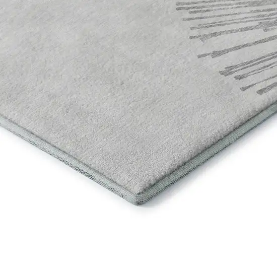 Gray And Ivory Abstract Washable Area Rug With UV Protection Photo 9
