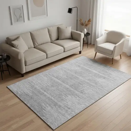 Gray And Ivory Abstract Washable Area Rug With UV Protection Photo 2