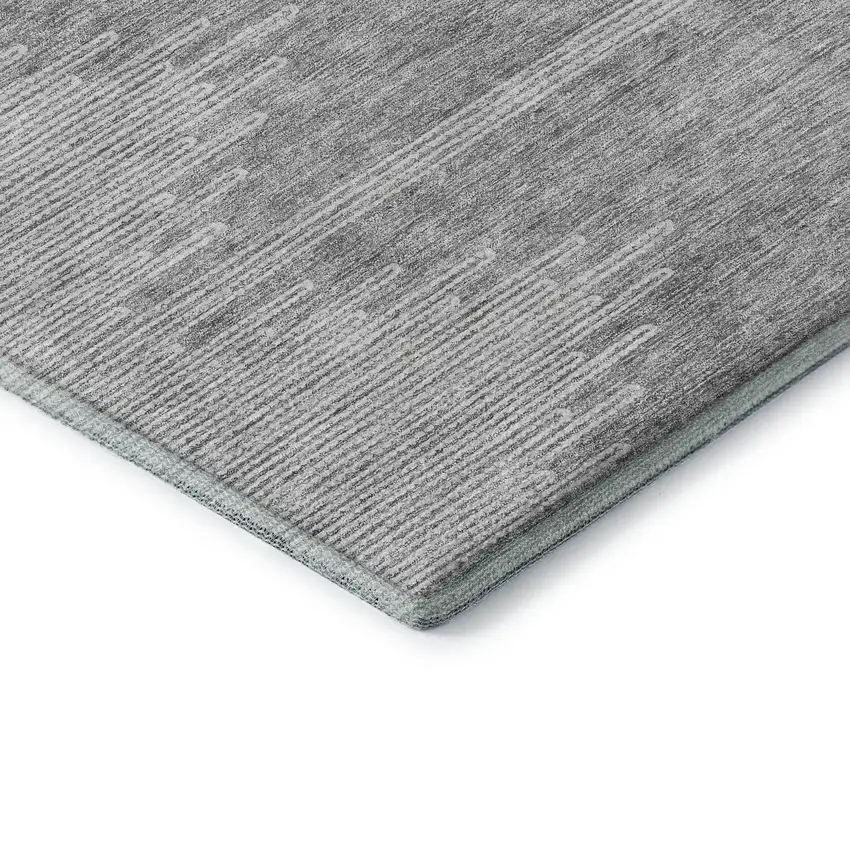 Gray And Ivory Abstract Washable Area Rug With UV Protection Photo 6