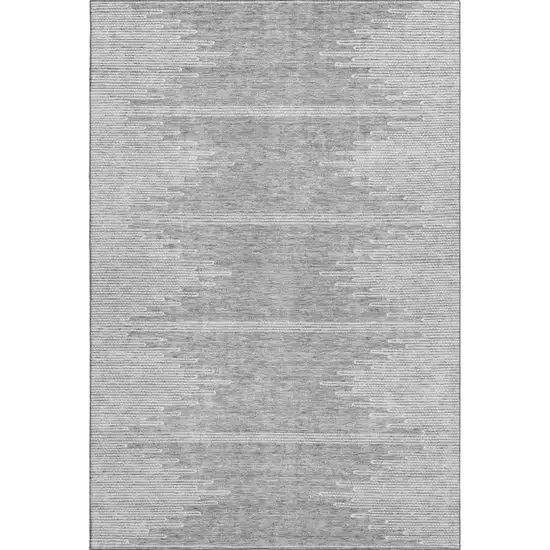 Gray And Ivory Abstract Washable Area Rug With UV Protection Photo 1