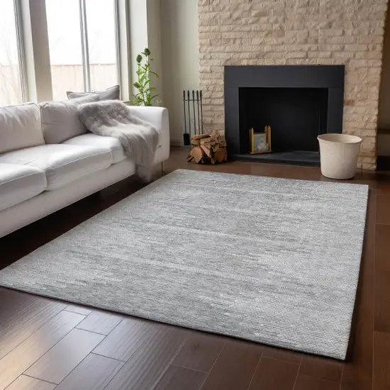 Gray And Ivory Abstract Washable Area Rug With UV Protection Photo 4
