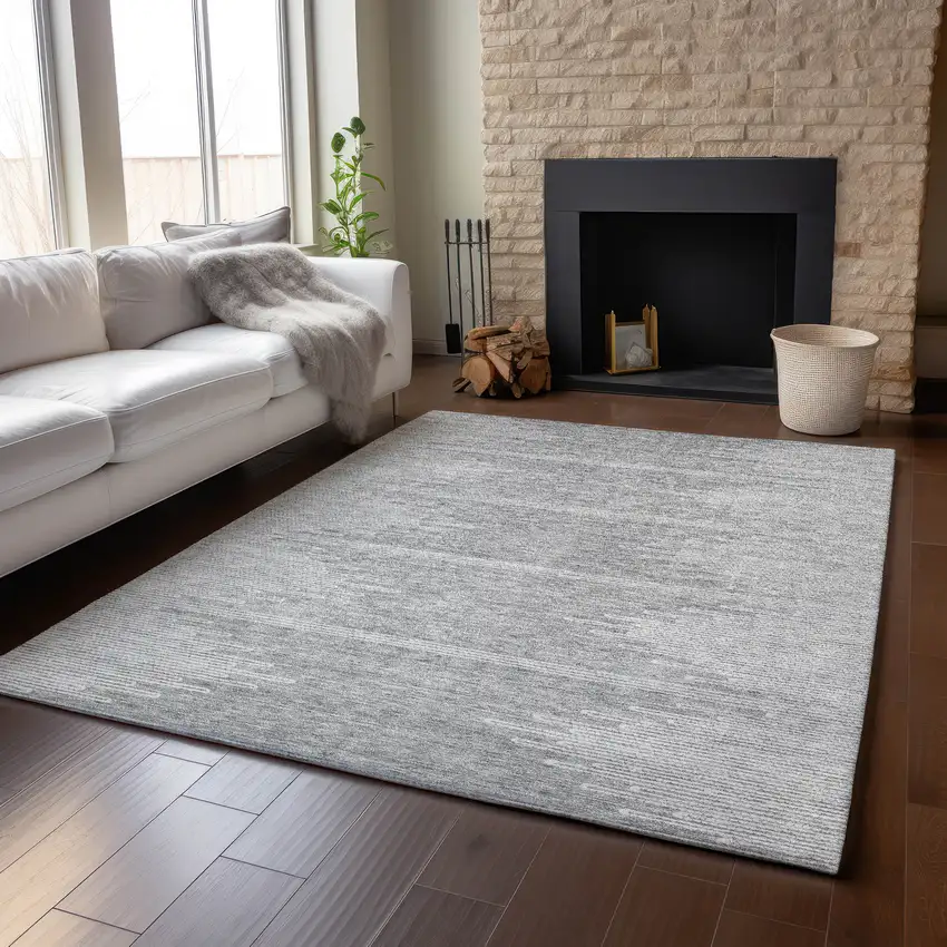 Gray And Ivory Abstract Washable Area Rug With UV Protection Photo 4