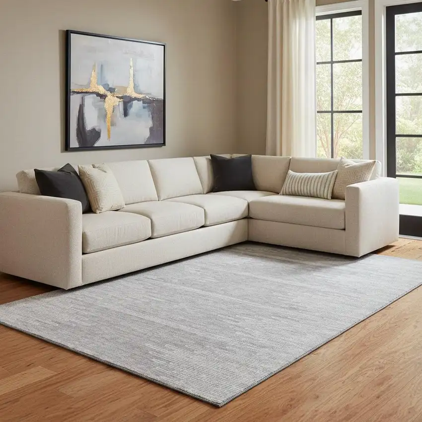 Gray And Ivory Abstract Washable Area Rug With UV Protection Photo 1