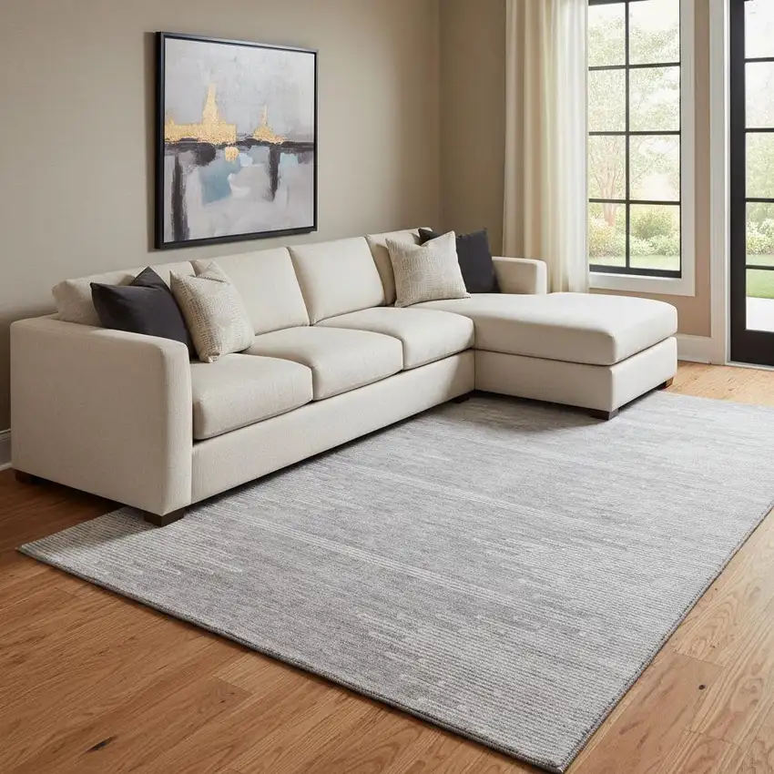 Gray And Ivory Abstract Washable Area Rug With UV Protection Photo 1