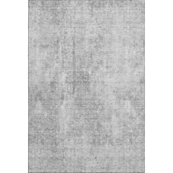 Gray And Ivory Abstract Washable Area Rug With UV Protection Photo 1