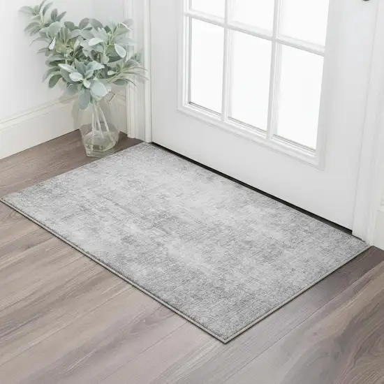 Gray And Ivory Abstract Washable Area Rug With UV Protection Photo 2