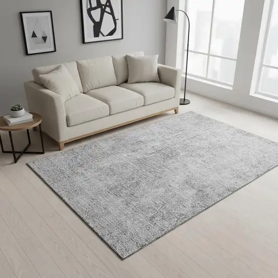 Gray And Ivory Abstract Washable Area Rug With UV Protection Photo 1