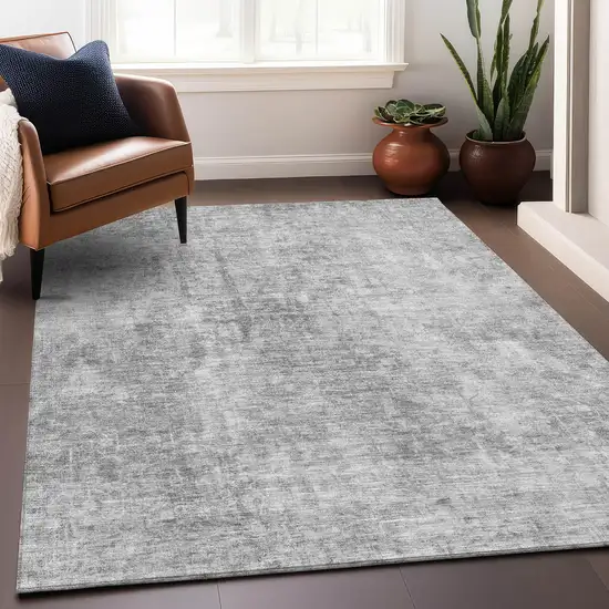 Gray And Ivory Abstract Washable Area Rug With UV Protection Photo 5