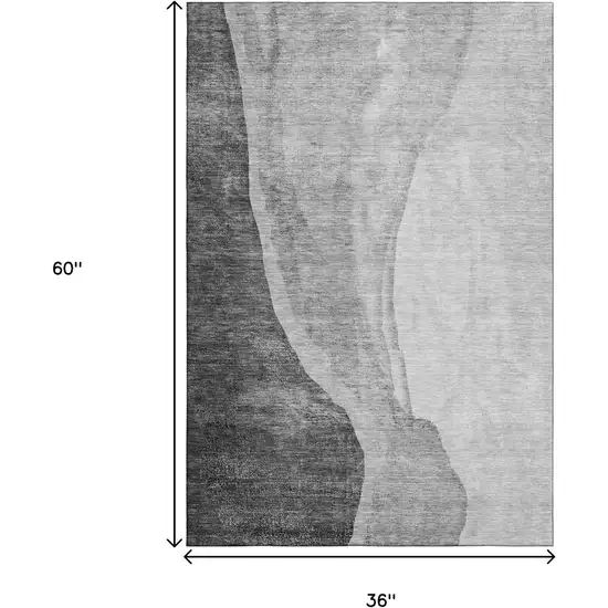 Gray And Ivory Abstract Washable Area Rug With UV Protection Photo 7