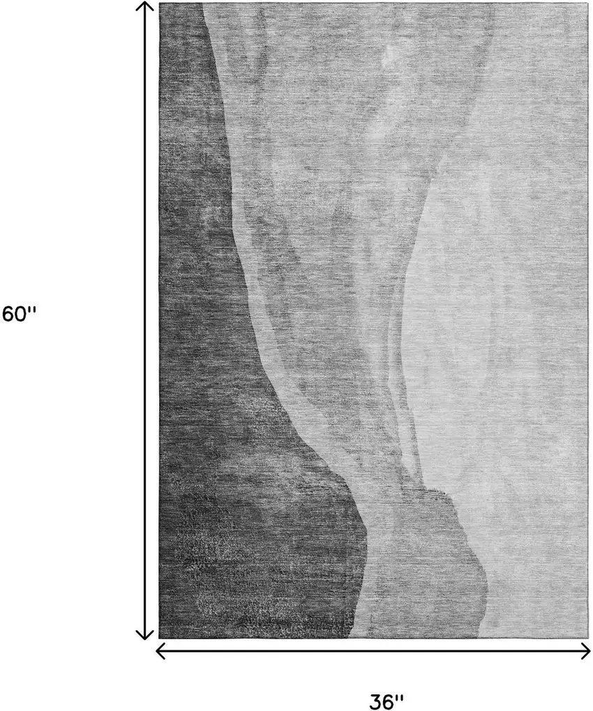 Gray And Ivory Abstract Washable Area Rug With UV Protection Photo 7