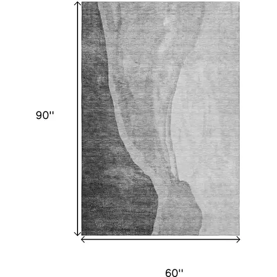 Gray And Ivory Abstract Washable Area Rug With UV Protection Photo 3