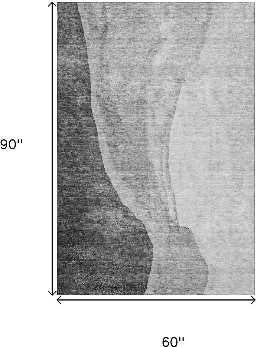 Gray And Ivory Abstract Washable Area Rug With UV Protection Photo 3