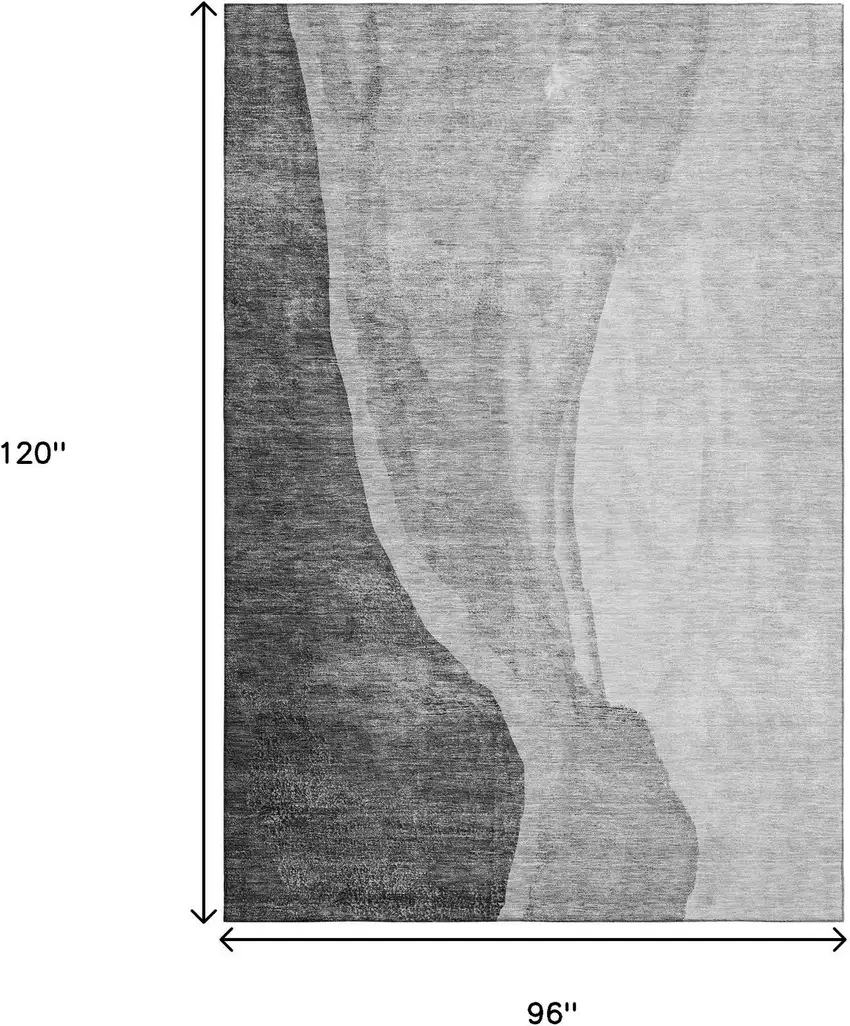 Gray And Ivory Abstract Washable Area Rug With UV Protection Photo 3