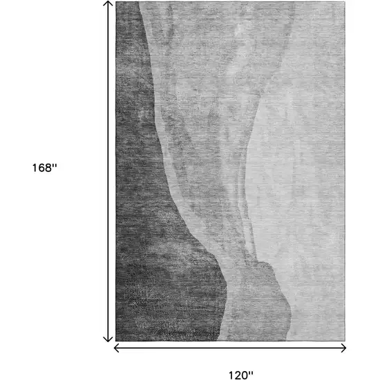 Gray And Ivory Abstract Washable Area Rug With UV Protection Photo 3