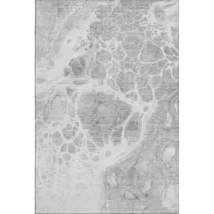 Photo of Gray And Ivory Abstract Washable Area Rug With UV Protection