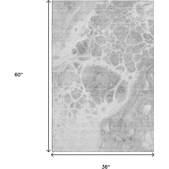 Gray And Ivory Abstract Washable Area Rug With UV Protection Photo 7