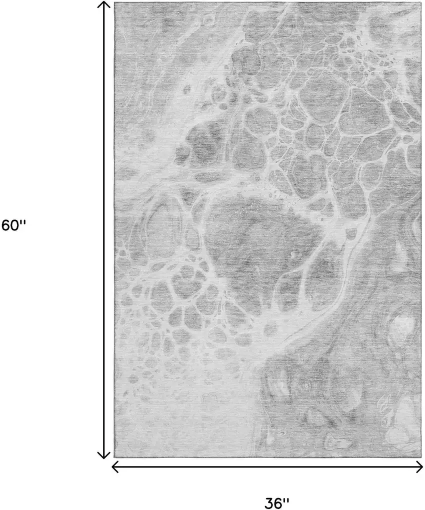Gray And Ivory Abstract Washable Area Rug With UV Protection Photo 7