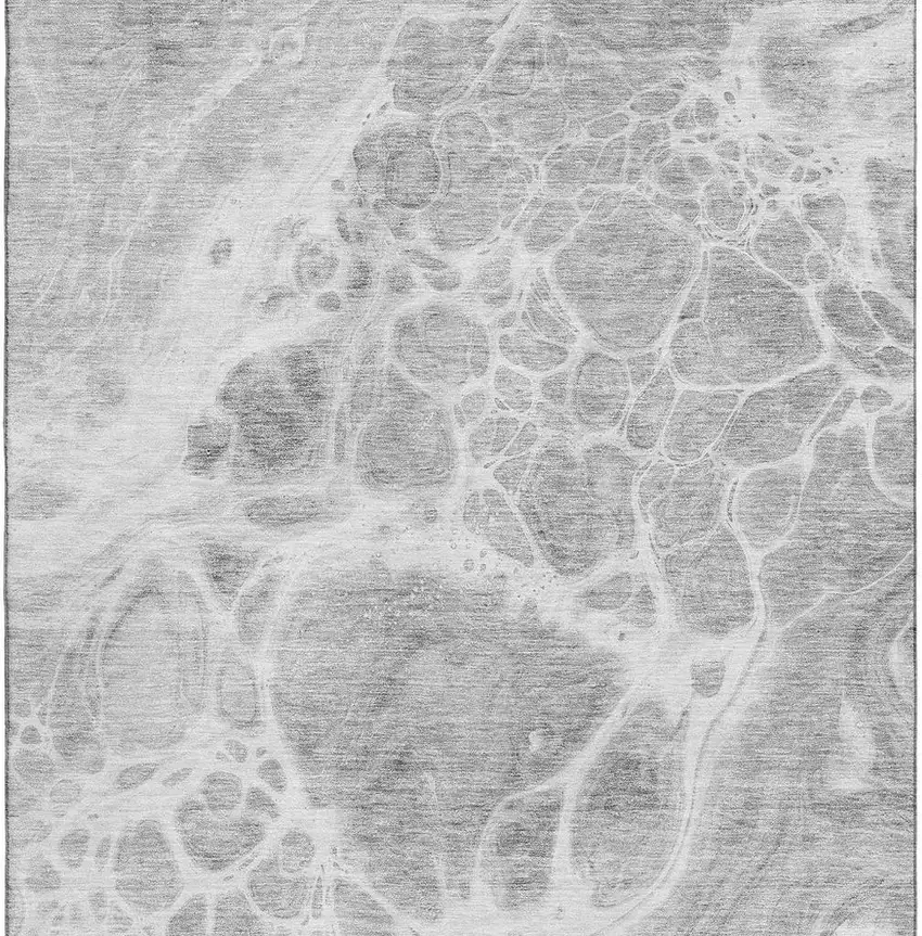 Gray And Ivory Abstract Washable Area Rug With UV Protection Photo 4