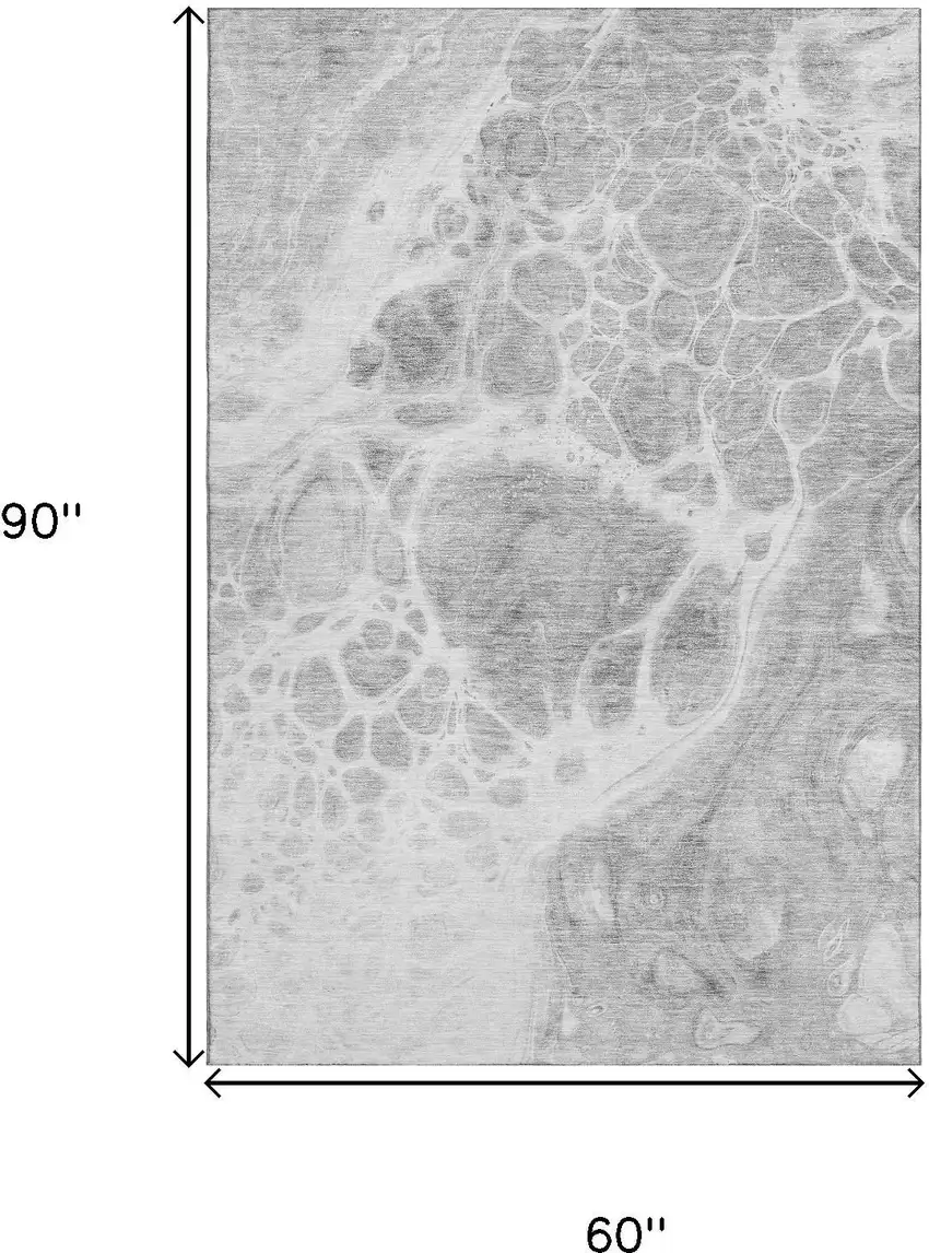 Gray And Ivory Abstract Washable Area Rug With UV Protection Photo 3