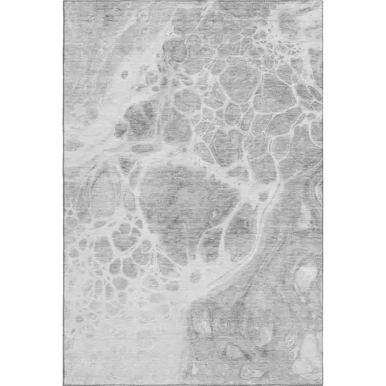 Gray And Ivory Abstract Washable Area Rug With UV Protection Photo 2