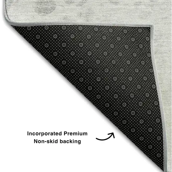 Gray And Ivory Abstract Washable Area Rug With UV Protection Photo 8